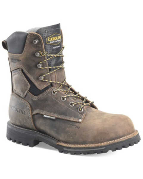 Image #1 - Carolina Men's Pitstop Waterproof 8" Work Boots - Carbon Toe, Brown, hi-res