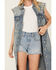 Image #3 - Veveret Women's Pearl Long Denim Vest, Medium Wash, hi-res
