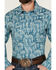 Image #3 - Rock & Roll Denim Men's Cactus Desert Print Long Sleeve Pearl Snap Stretch Western Shirt, Blue, hi-res