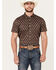 Image #1 - RANK 45® Men's Asscher Geo Print Short Sleeve Button-Down Western Shirt, Royal Blue, hi-res