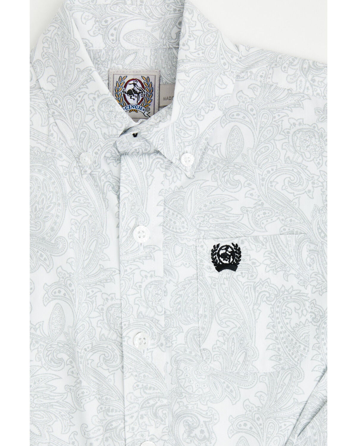 Image #2 - Cinch Toddler Boys' Paisley Print Long Sleeve Button-Down Western Shirt, White, hi-res