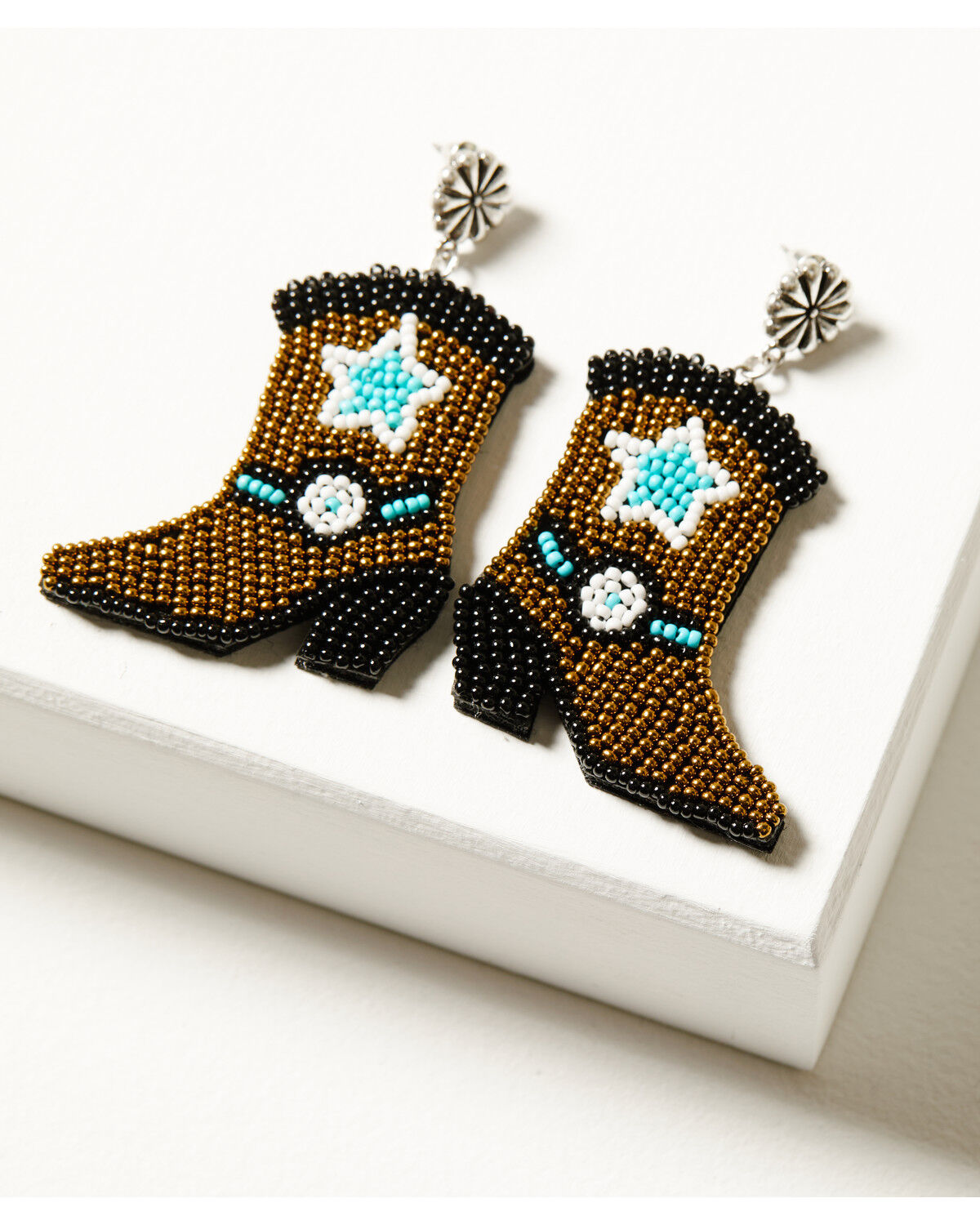 Image #1 - Idyllwind Women's Roundup Boot Beaded Earrings, Bronze, hi-res