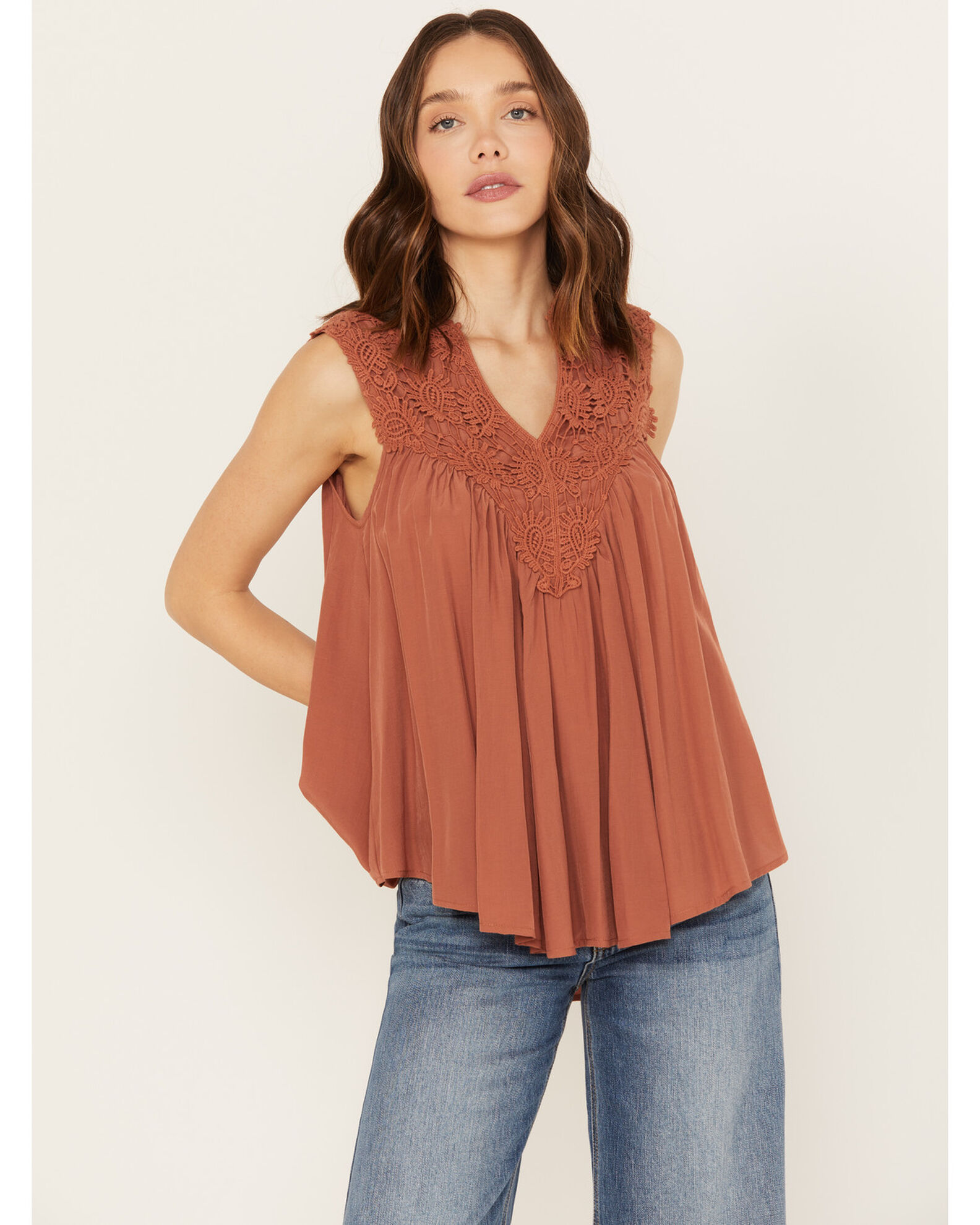 Sleeveless peasant top clearance