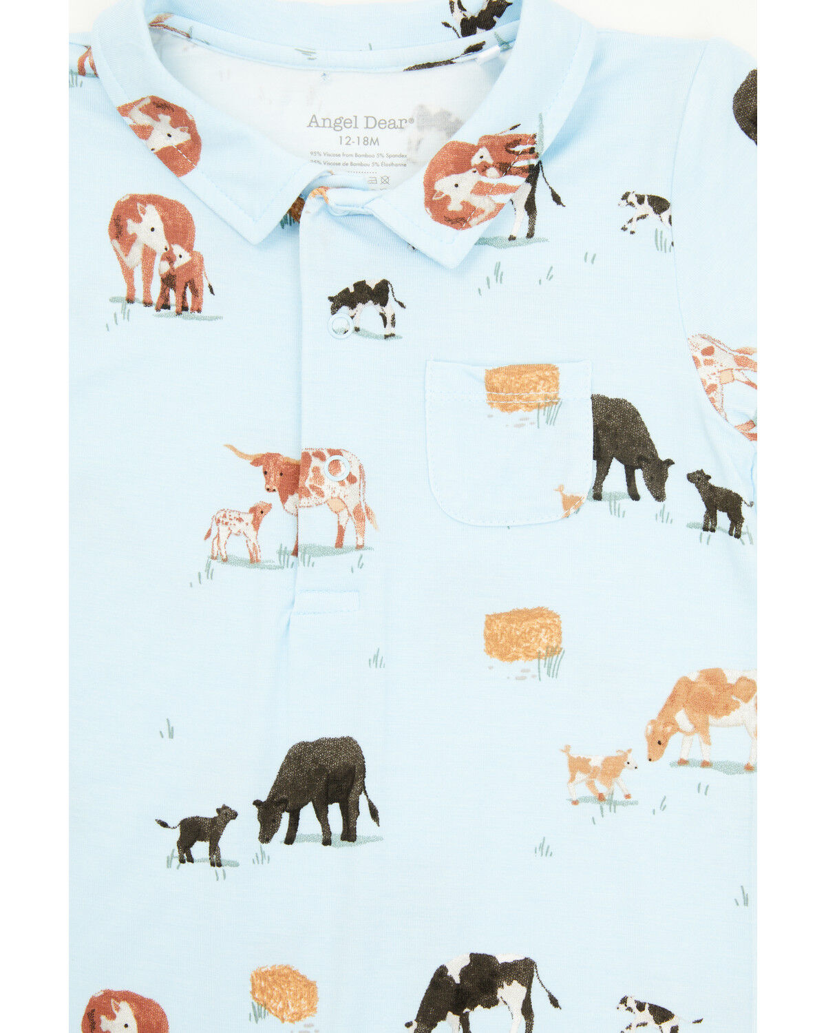 Image #2 - Angel Dear Infant Boys' Cow Families Short Sleeve Onesie, Blue, hi-res