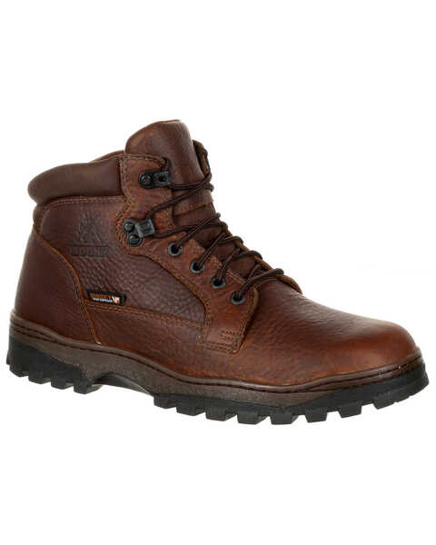 Rocky Men's Outback Waterproof Outdoor Boots - Round Toe, Brown, hi-res