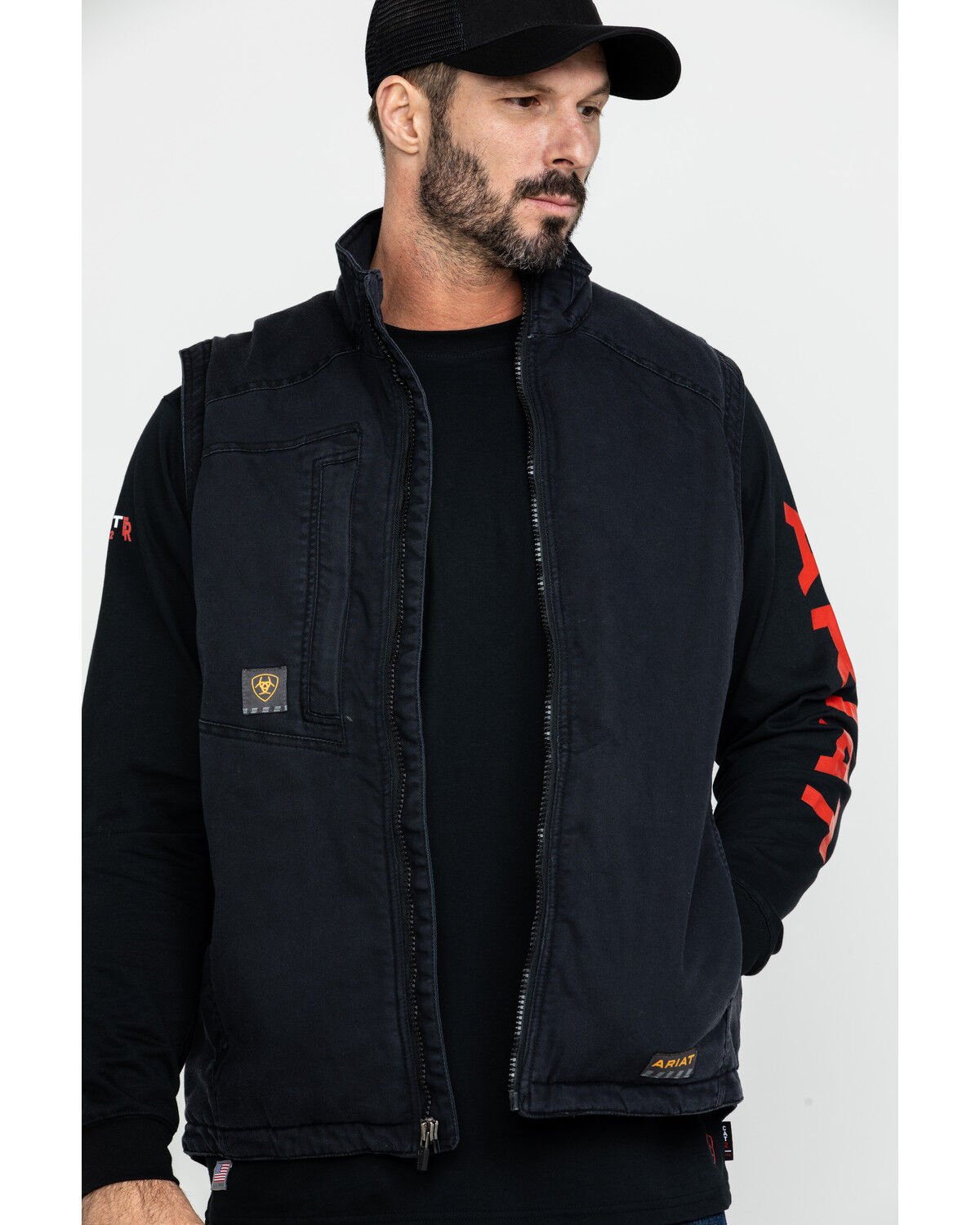 Image #3 - Ariat Men's Rebar Washed Dura Canvas Insulated Work Vest, Black, hi-res