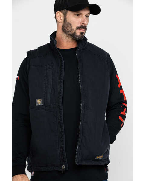 Image #3 - Ariat Men's Rebar Washed Dura Canvas Insulated Work Vest , Black, hi-res