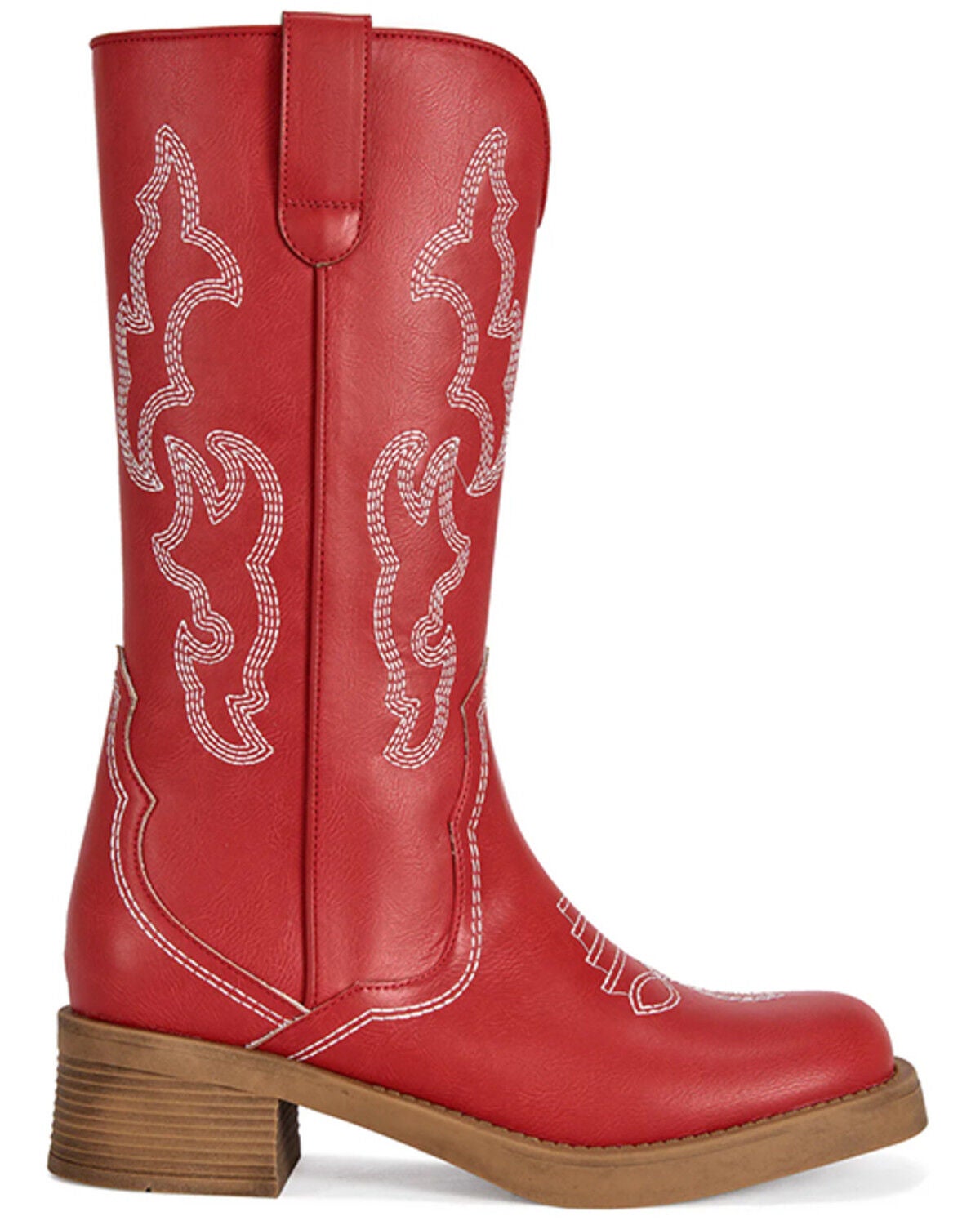 Image #2 - Azalea Wang Women's Mariana Western Boots - Square Toe, Red, hi-res