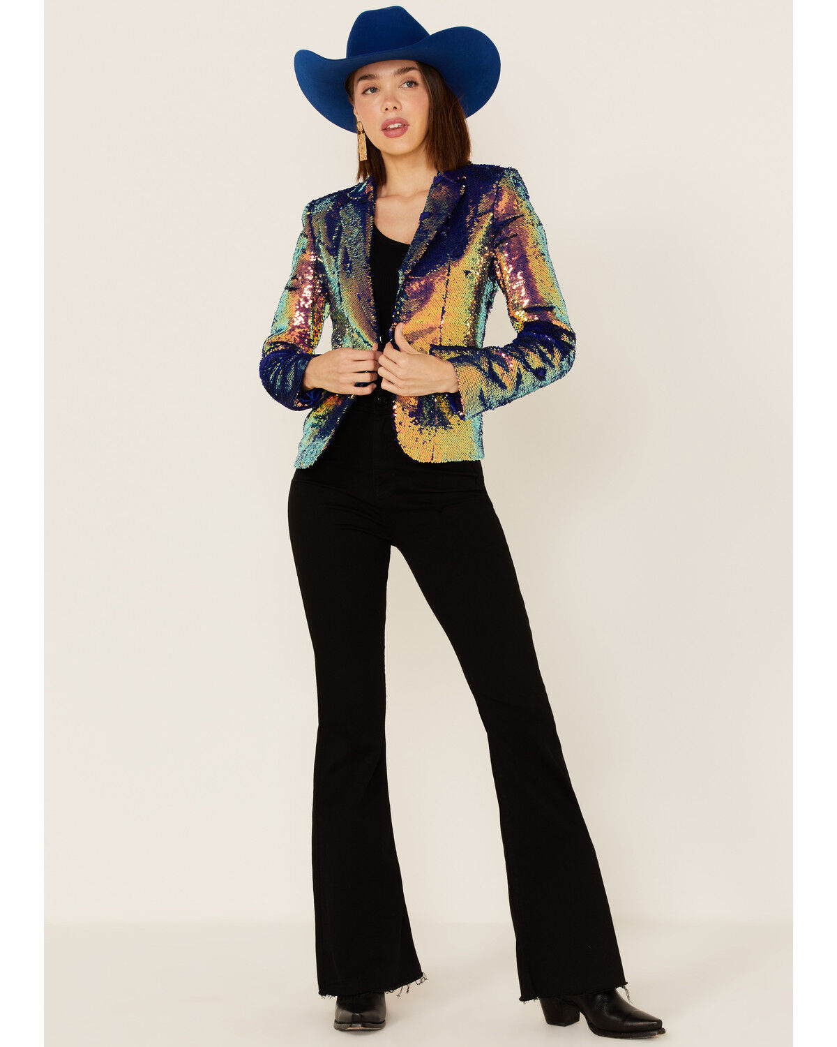 Image #2 - Any Old Iron Women's Oil Slick Sequin Blazer, Multi, hi-res