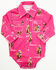 Image #1 - Cowgirl Hardware Infant Girls' Cowgirl Print Long Sleeve Snap Onesie, Pink, hi-res