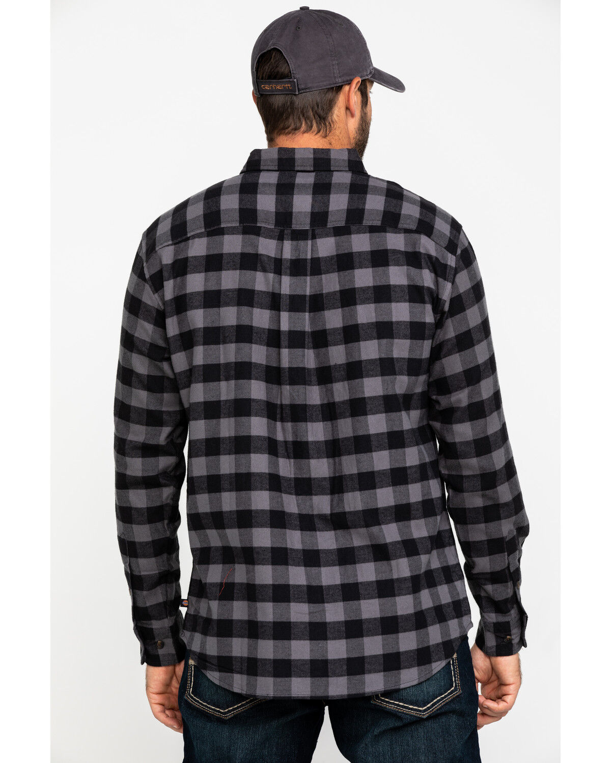 Image #2 - Dickies Men's Flex Stretch Flannel Long Sleeve Work Shirt, Slate, hi-res