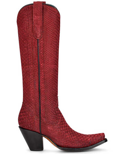 Image #2 - Corral Women's Exotic Python Skin Western Boots - Snip Toe, Red, hi-res