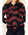 Image #3 - Powder River Outfitters Women's Red & Navy Plaid Button-Front Wool Sherpa Coat, Red, hi-res