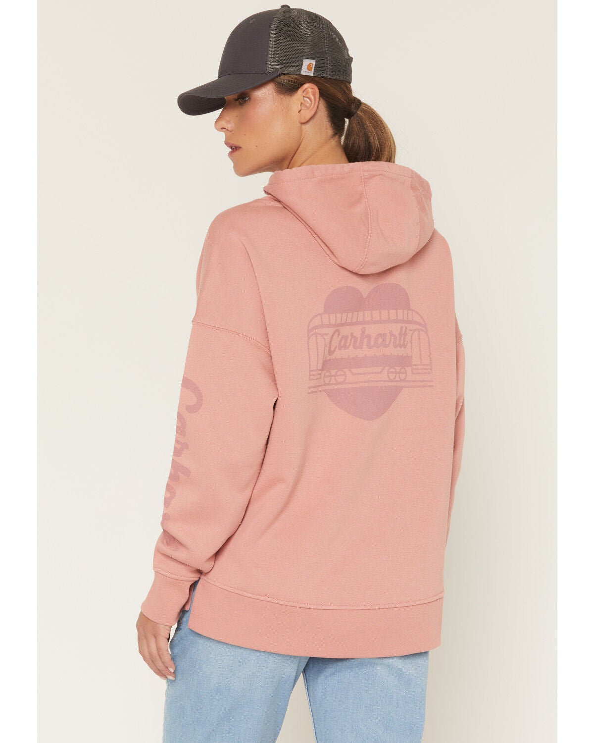 Carhartt Women's Oversized Midweight Graphic Work Hoodie, Rose, hi-res