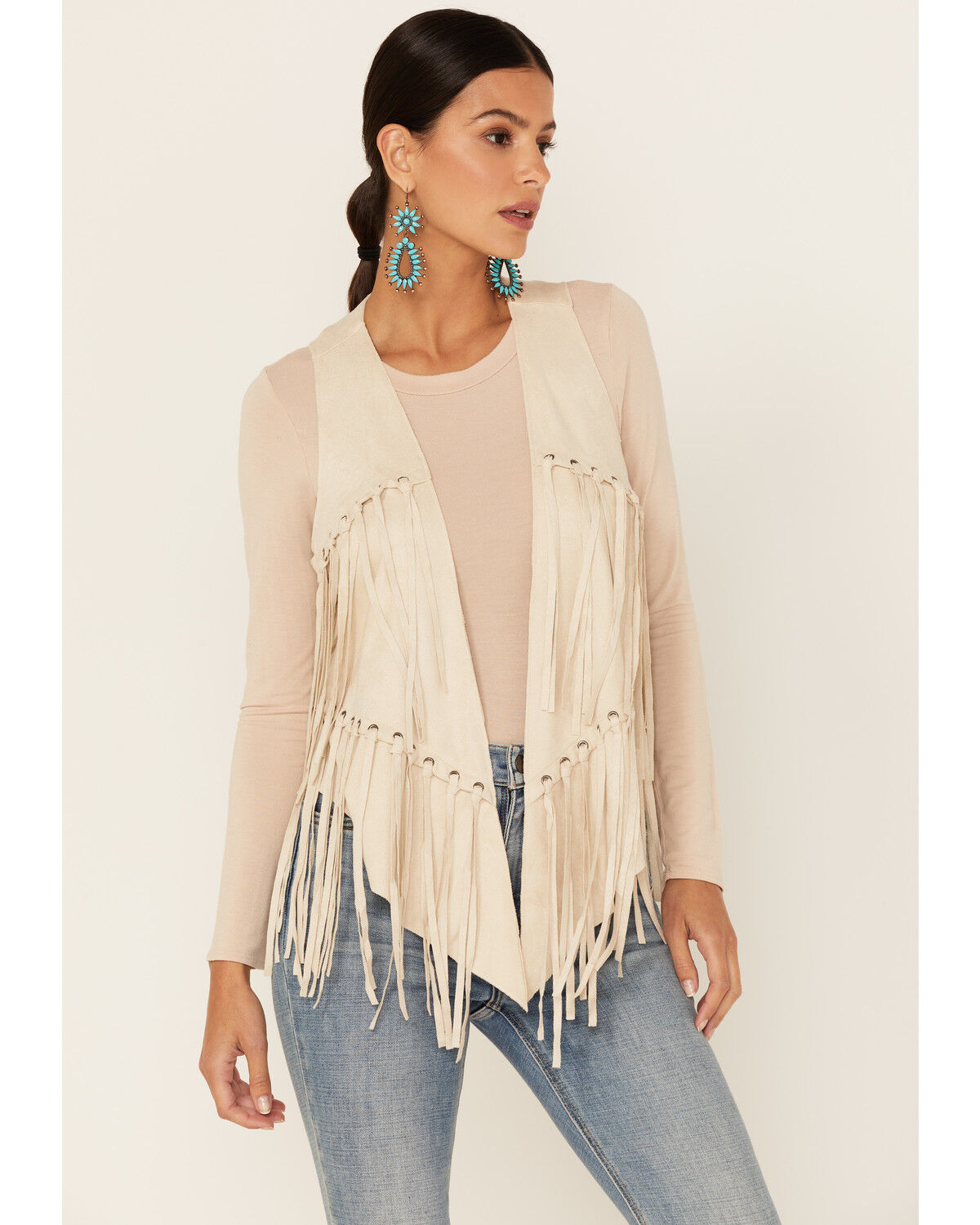 Image #1 - Vocal Women's Faux Suede Fringe Vest, , hi-res