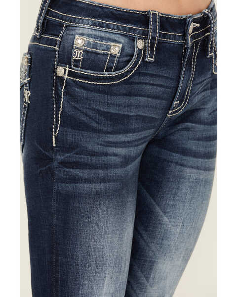 Image #4 - Miss Me Women's Dark Wash Mid Rise Paisley Pocket Stretch Bootcut Jeans , Dark Wash, hi-res