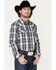 Image #2 - Cody James Men's Trailblazer Plaid Print Long Sleeve Pearl Snap Western Shirt, Blue, hi-res