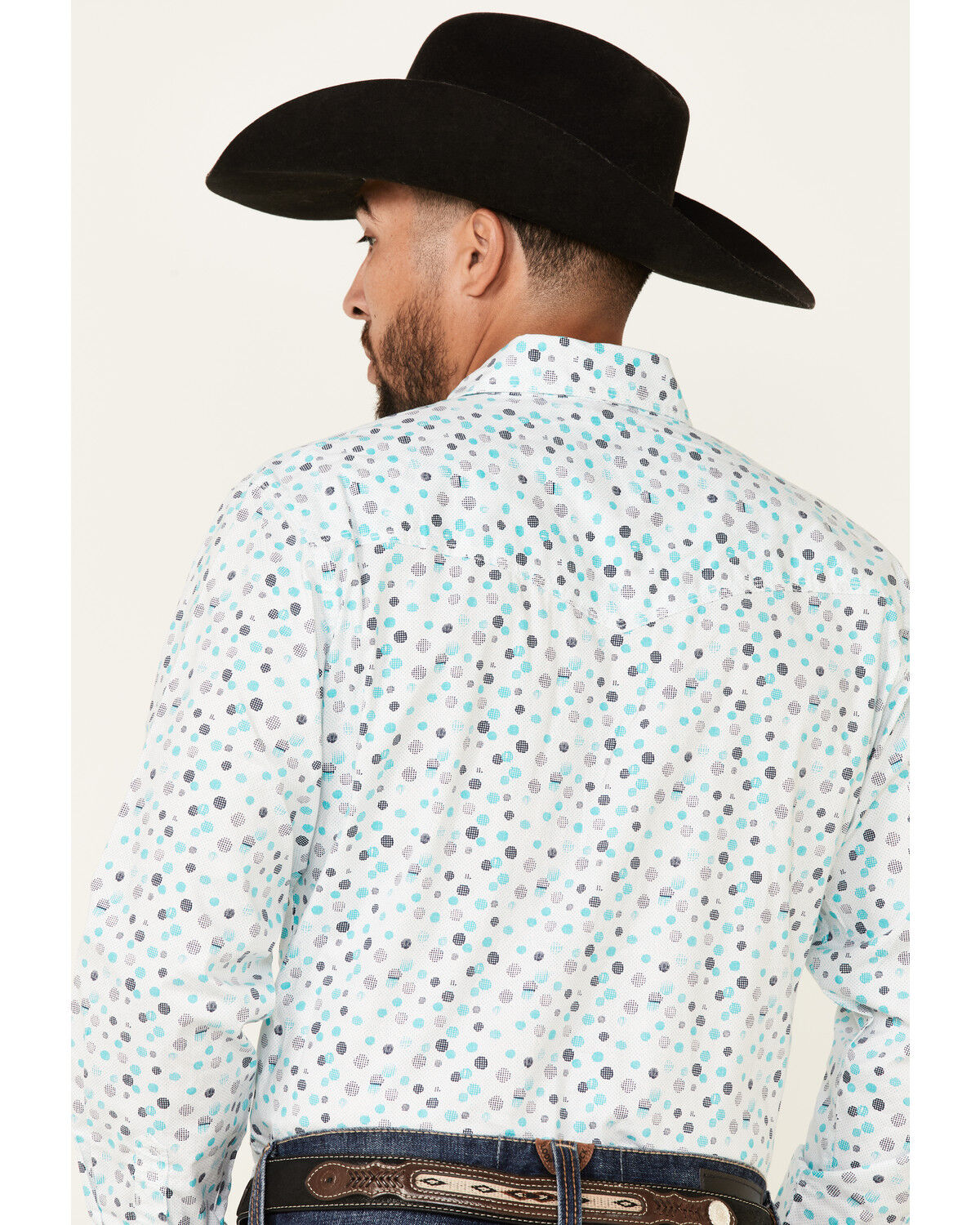 Image #4 - Wrangler 20X Men's Dot Geo Print Long Sleeve Snap Western Shirt, , hi-res