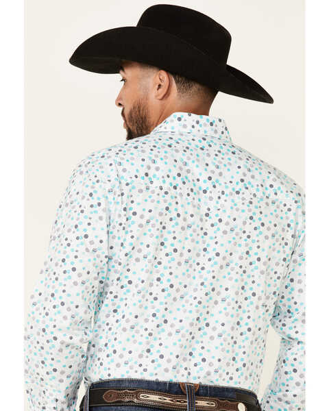 Wrangler 20X Men's Dot Geo Print Long Sleeve Snap Western Shirt , Blue, hi-res
