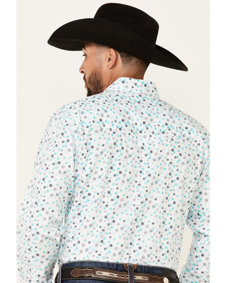 Wrangler 20X Men's Dot Geo Print Long Sleeve Snap Western Shirt , Blue, hi-res