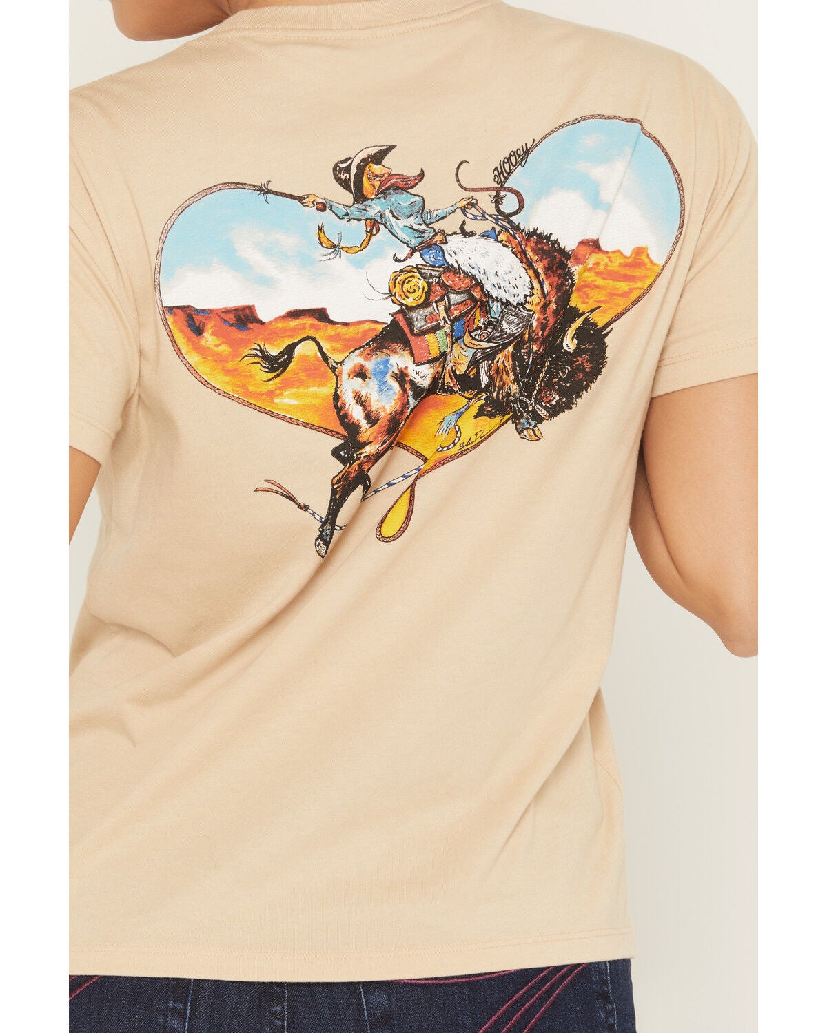 Image #4 - Hooey Women's Heart Cowboy Short Sleeve Graphic Tee, Tan, hi-res