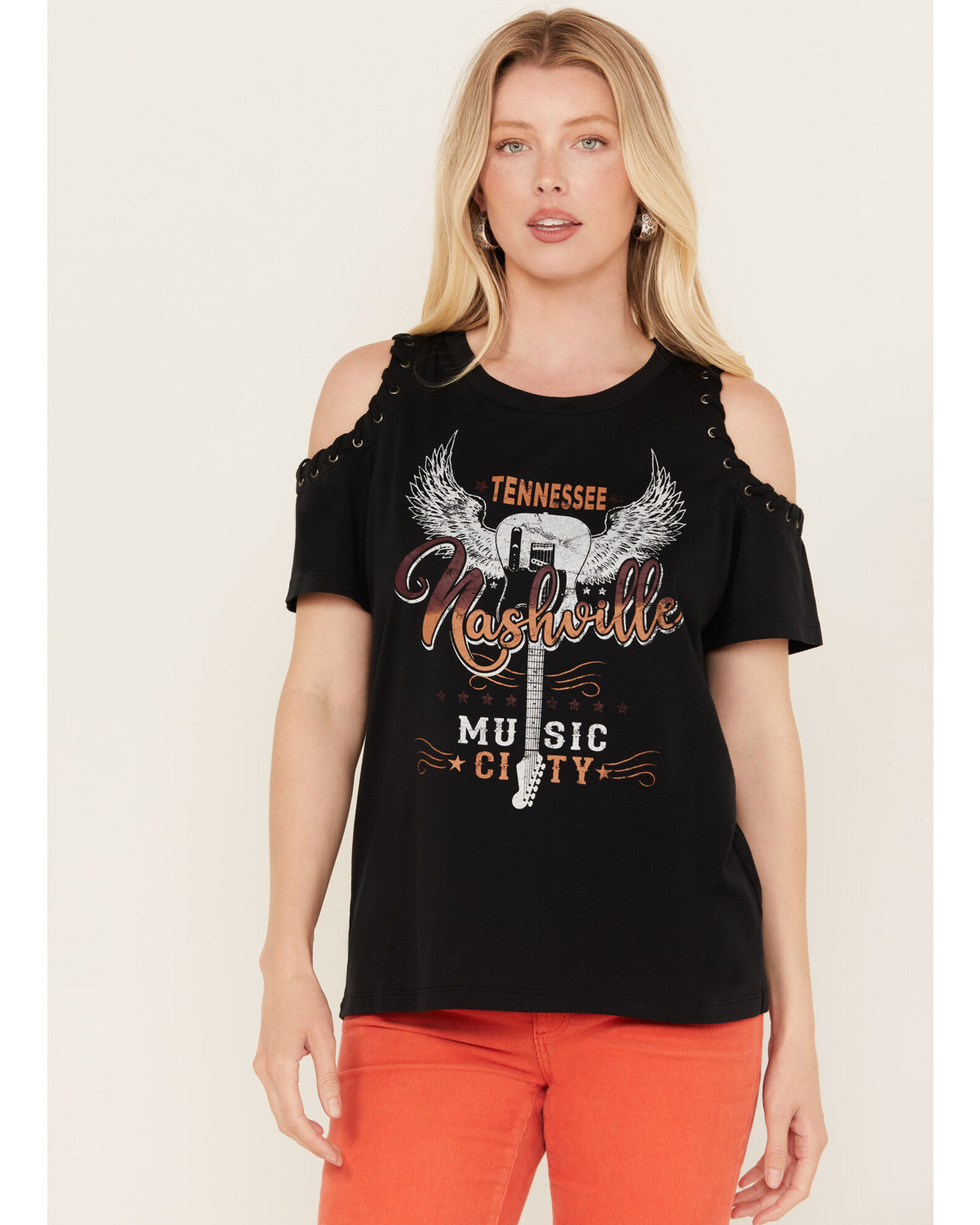 Cold shoulder on sale graphic tee