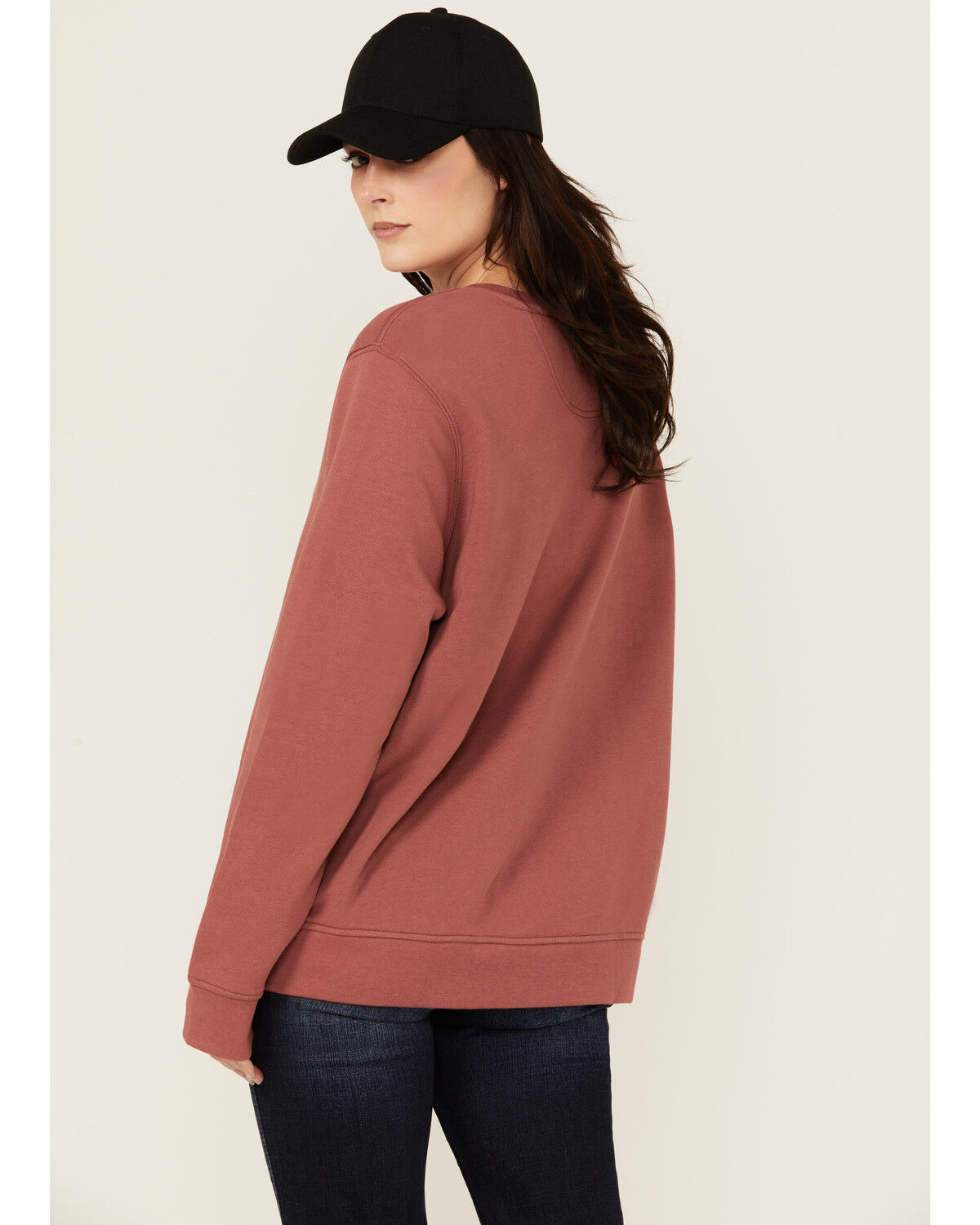 Image #4 - Carhartt Women's Relaxed Fit Midweight Crewneck Sweatshirt, Maroon, hi-res
