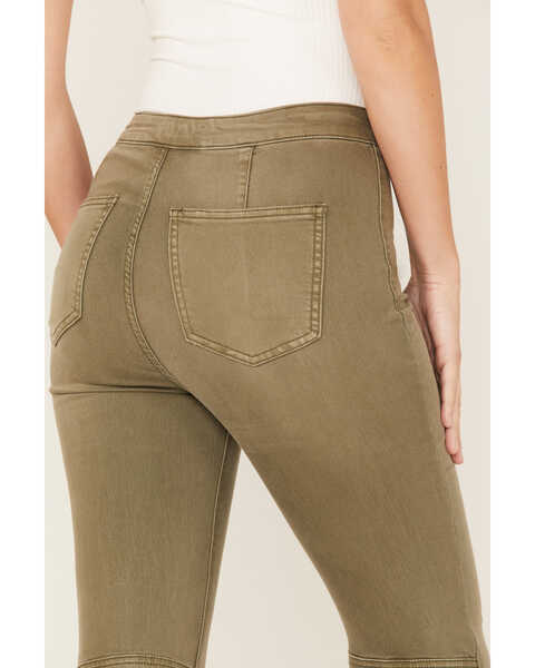 Image #4 - Free People Women's Just Float On High Rise Flare Jeans, Olive, hi-res