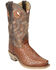 Image #1 - Smoky Mountain Men's Santa Fe Ostrich Print Performance Boots - Square Toe , Cognac, hi-res