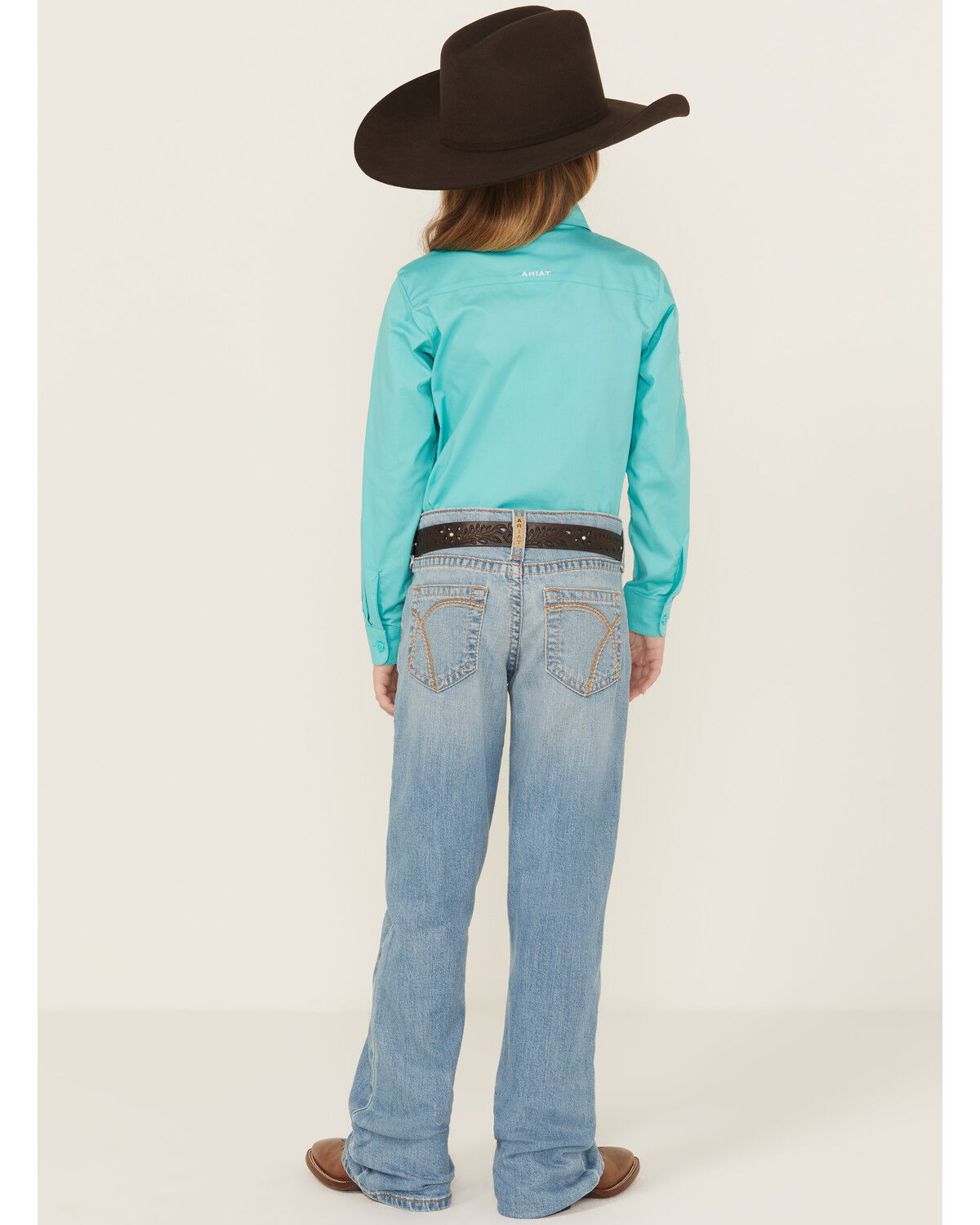 Image #3 - Ariat Girls' Hasley Bootcut Stretch Denim Jeans, Light Wash, hi-res