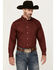 Image #1 - Ariat Men's Isaac Wrinkle Free Medallion Print Long Sleeve Button-Down Western Shirt, Burgundy, hi-res