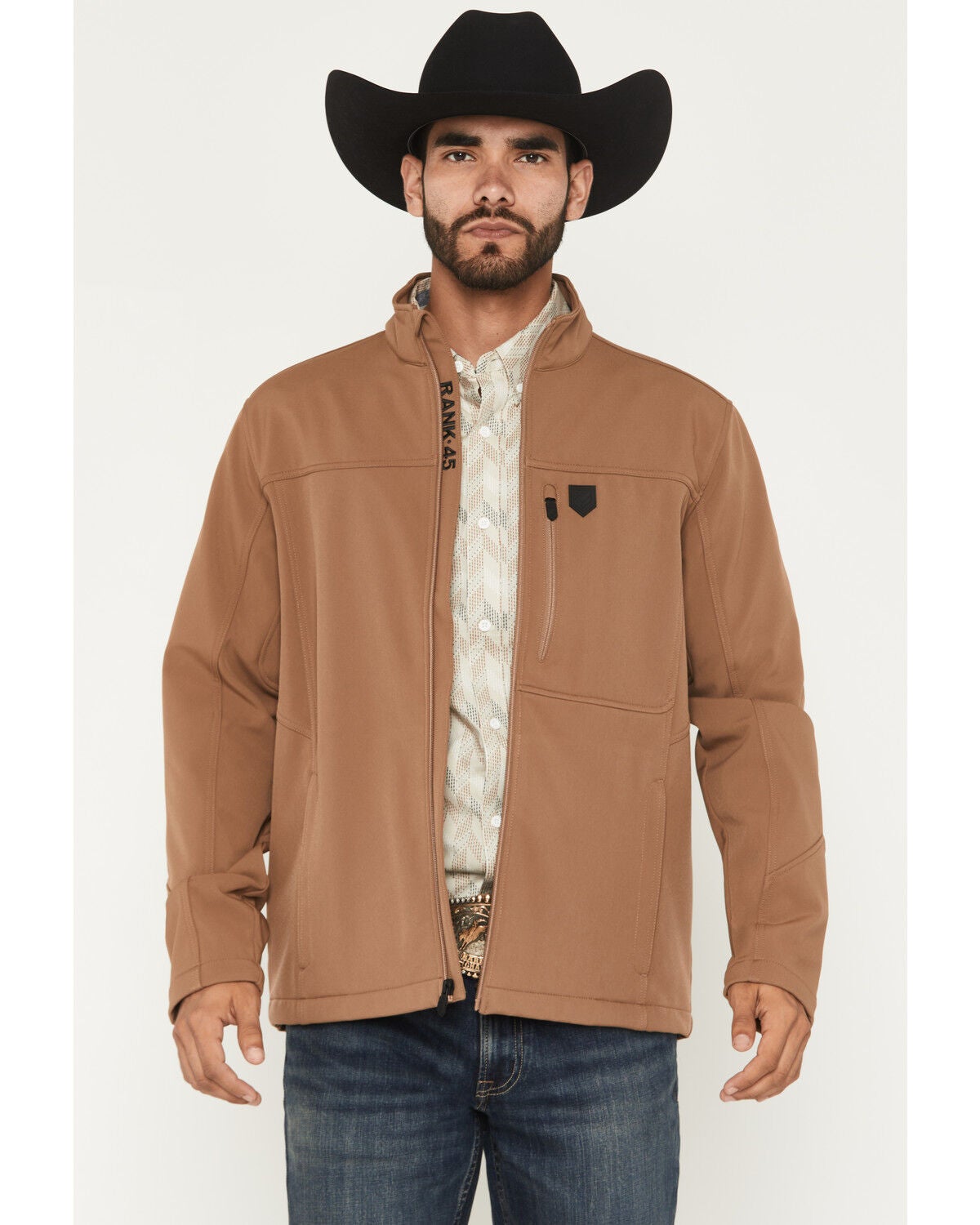 Image #1 - RANK 45&reg; Men's Richwood Solid Softshell Jacket - Tall, Lt Brown, hi-res