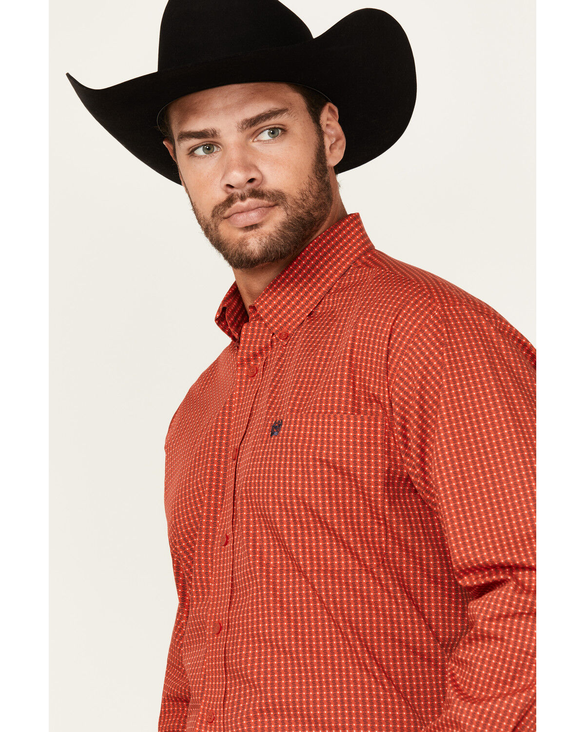 Image #2 - Cinch Men's Money Sign Print Long Sleeve Button-Down Western Shirt, Red, hi-res