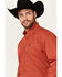 Image #2 - Cinch Men's Money Sign Print Long Sleeve Button-Down Western Shirt, Red, hi-res