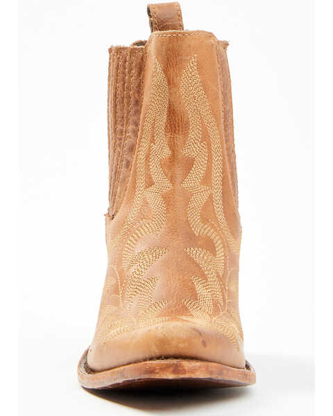 Image #4 - Liberty Black Women's Simone Classic Embroidered Pull On Fashion Booties - Snip Toe , Tan, hi-res