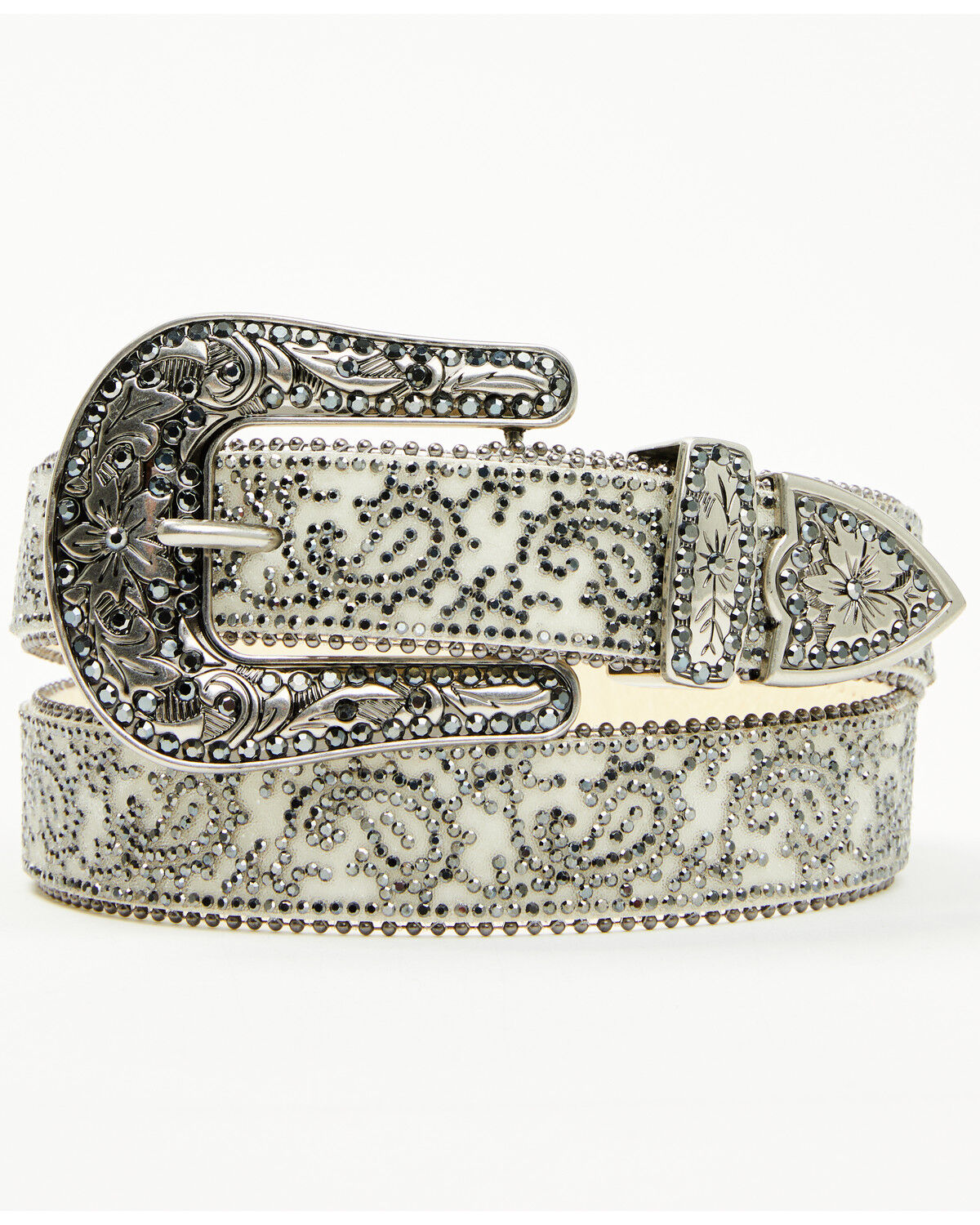 Image #1 - Shyanne Women's Stasia Rhinestone Paisley Print Belt, White, hi-res