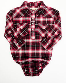 Shyanne Infant-Girls' Fuchsia & Black Long Sleeve Flannel Shirt Onesie, Fuchsia, hi-res