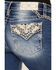 Image #2 - Miss Me Women's Medium Wash Mid Rise Southwestern Print Pocket Bootcut Stretch Denim Jeans, Medium Wash, hi-res
