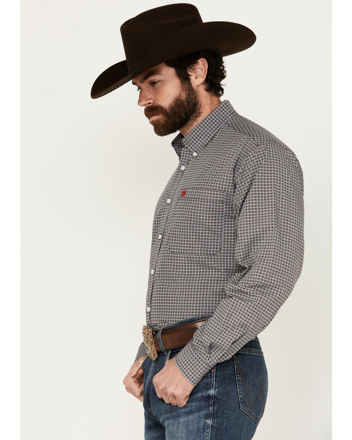 Image #2 - Cinch Men's Geo Print Long Sleeve Button-Down Western Shirt, Black, hi-res