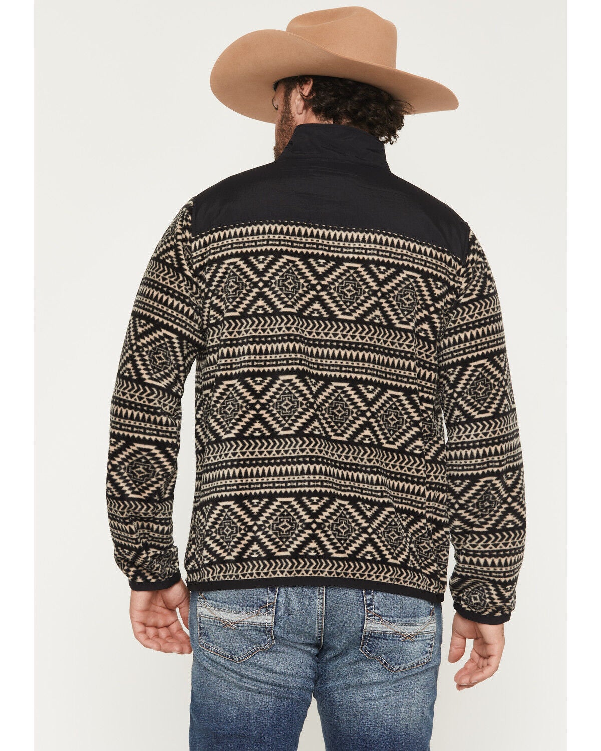 Image #3 - Ariat Men's Basis Southwest 1/4 Zip-Up Fleece Pullover, Black, hi-res