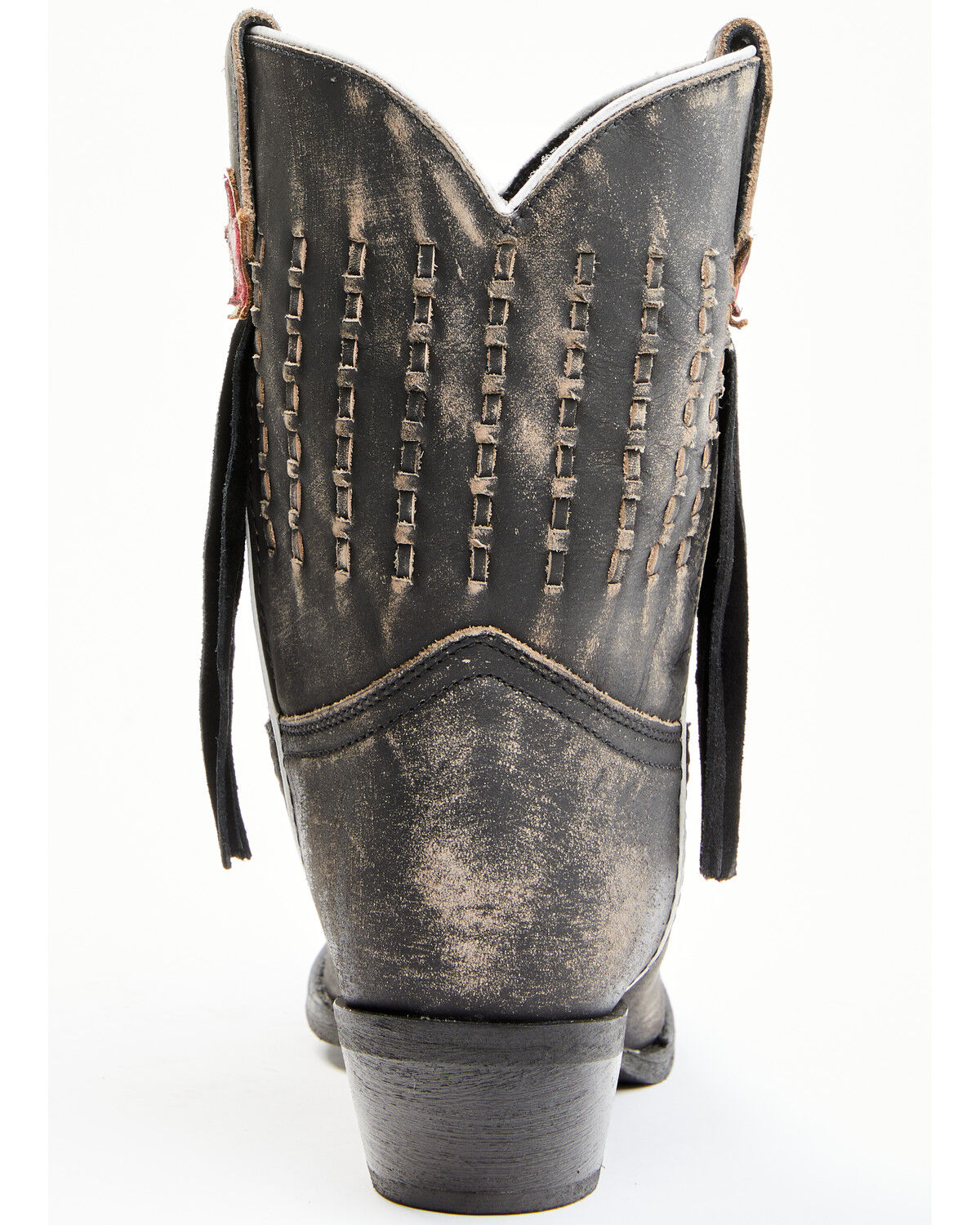 Image #5 - Laredo Women's Black Distressed Fringe Western Boots - Snip Toe, Black, hi-res