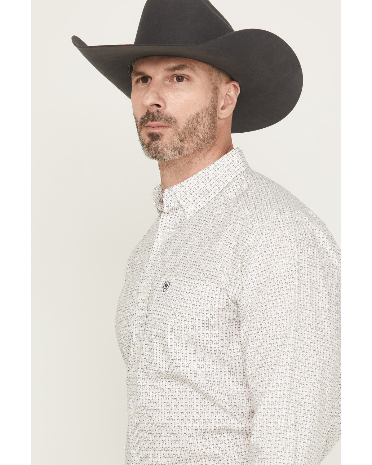 Image #2 - Ariat Men's Cesar Striped Geo Long Sleeve Button-Down Western Shirt, White, hi-res