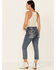 Miss Me Women's Embossed Wing Bootcut Jeans, Blue, hi-res