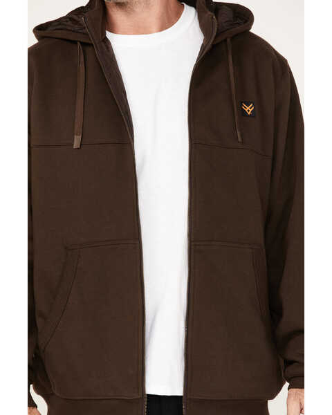 Image #3 - Hawx Men's Logo Quilted Hooded Zip Jacket, Brown, hi-res