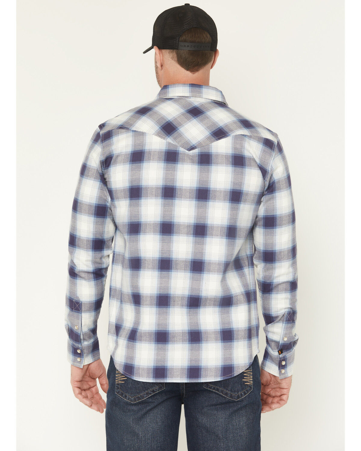 Image #4 - Cody James Men's FR Tex Plaid Print Long Sleeve Snap Work Shirt, Tan, hi-res