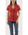 Image #1 - Scully Women's Short Sleeve Embroidered Cantina Blouse, Red, hi-res