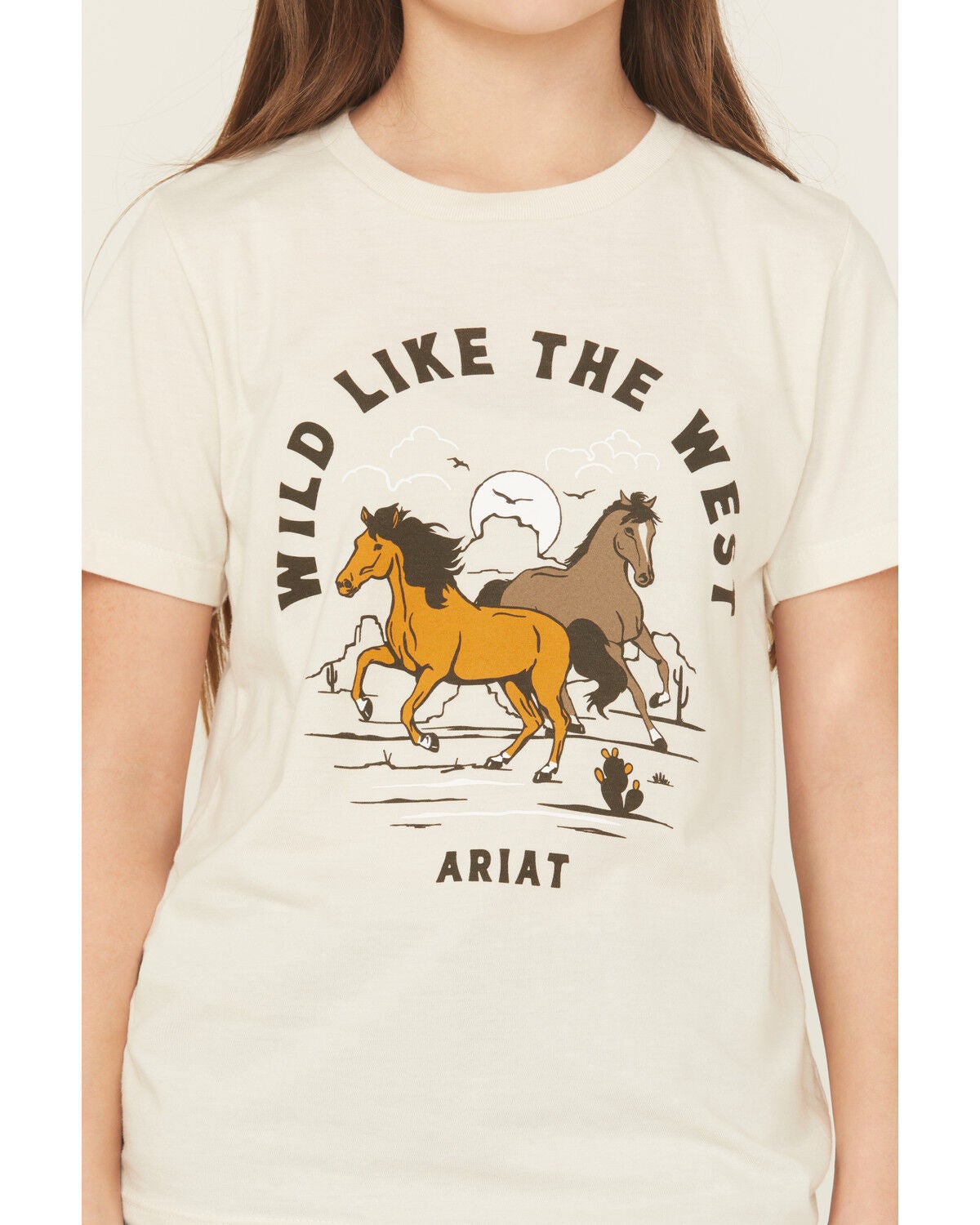 Image #3 - Ariat Girls' Wild West Short Sleeve Graphic Tee, Natural, hi-res
