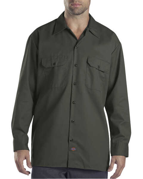 Image #1 - Dickies Twill Work Shirt - Big & Tall, Olive Green, hi-res