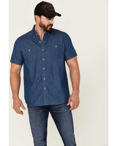 North River Men's Dark Chambray Short Sleeve Button-Down Western Shirt , Dark Blue, hi-res