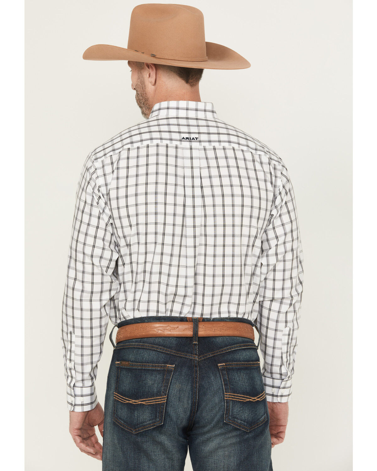 Image #4 - Ariat Men's Remi Wrinkle Free Plaid Print Long Sleeve Button-Down Western Shirt, White, hi-res